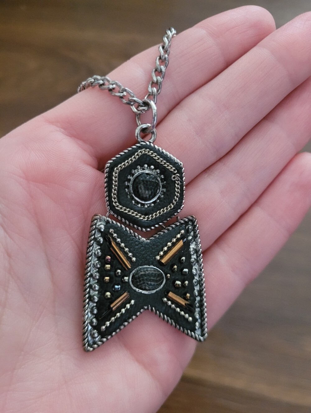 Western Inspired Long Silver-toned Necklace